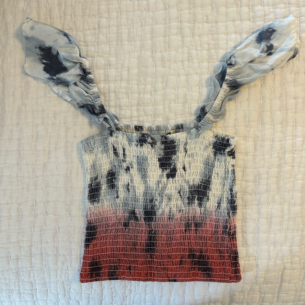 Tie-Dye Sleeveless Top - Black and Red